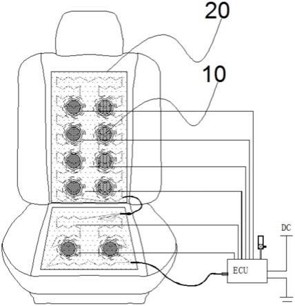 汽车座椅仿热灸加热按摩组件及座椅加热按摩控制系统的制作方法