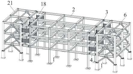 一种加固钢框架结构的柱中抬升受控摇摆架及其装配方法