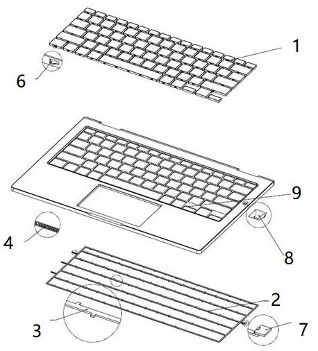键盘组件、电脑键盘以及笔记本电脑的制作方法