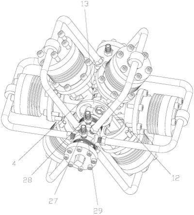 圆周阵列式多缸气动发动机的制作方法
