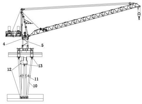 一种擦窗机轨道梁用作动臂塔机的基础装置的制作方法