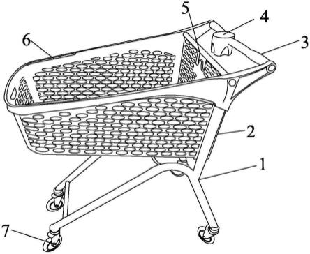 目前超市内广泛使用的购物车均为金属一体式结构,车筐与车身是焊接在