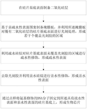 亲疏水选择性修饰的高密度生物芯片制备方法及生物芯片与流程