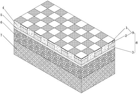 一种采用热反射砖混拼透水砖的路面及其铺装方法