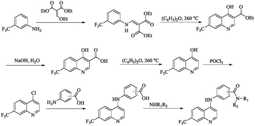 [(7-三氟甲基喹啉-4-基)氨基]苯甲酰胺类化合物及其制备与应用