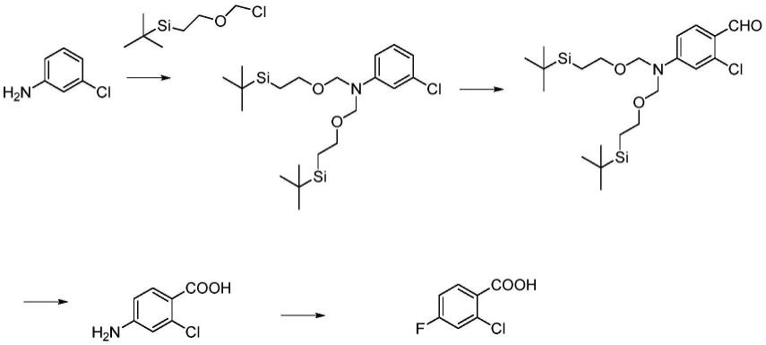 一种以2-氯-4-氟苯胺为原料合成2-氯-4-氟苯甲酸的方法与流程