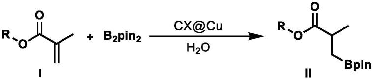 一种壳聚糖席夫碱负载二价铜材料在制备β-硼基酯中的应用