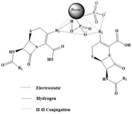 一类含有磺酸-磷酸基双官能团的离子交换树脂脱除头孢类抗生素的应用