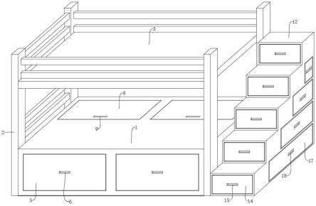 一种带有收纳结构的高低床的制作方法