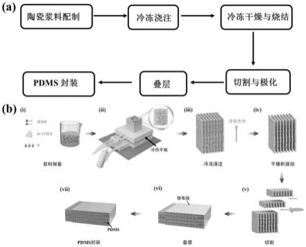 多层定向多孔压电复合材料及制备和压电能量收集器