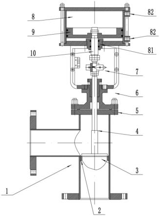 一种HF生产中炉尾尾气管道的事故应急气动角阀的制作方法