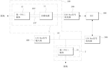 用于电子控制单元的网络信号总线的抗静电保护电路结构的制作方法