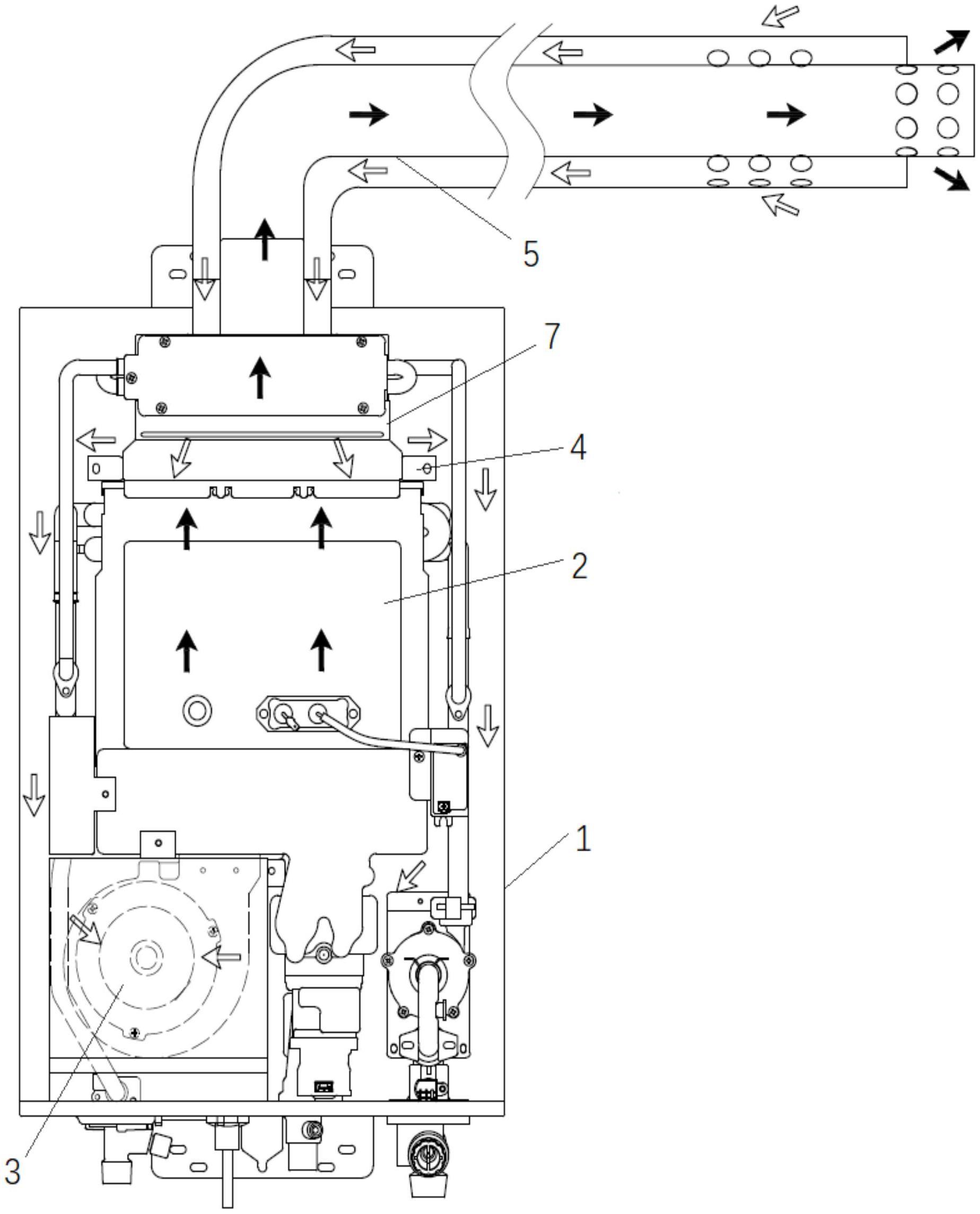 强制给排气式热水器的空气分流冷却装置的制作方法