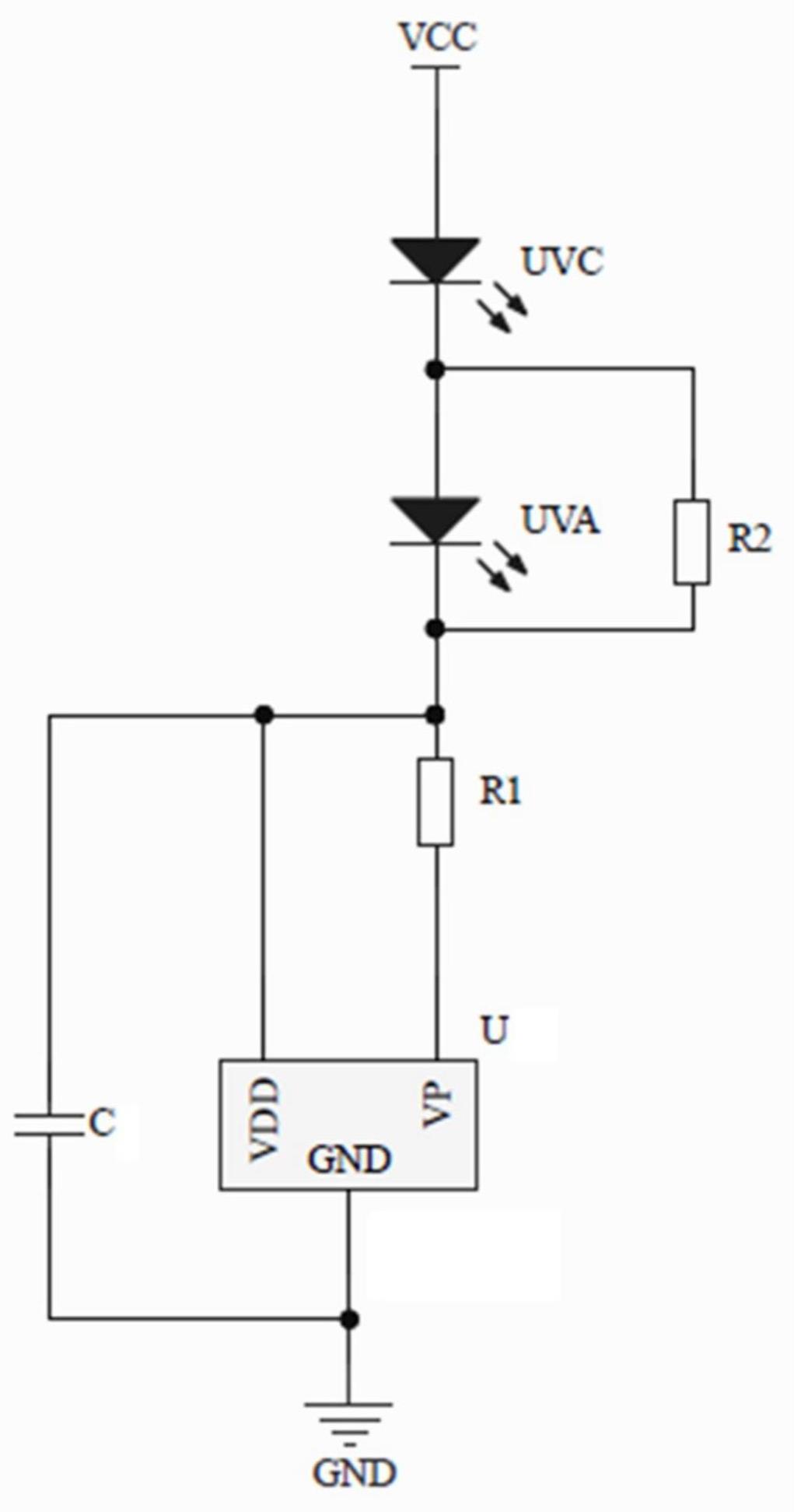 一种UVC+UVA双芯灯珠驱动电路的制作方法