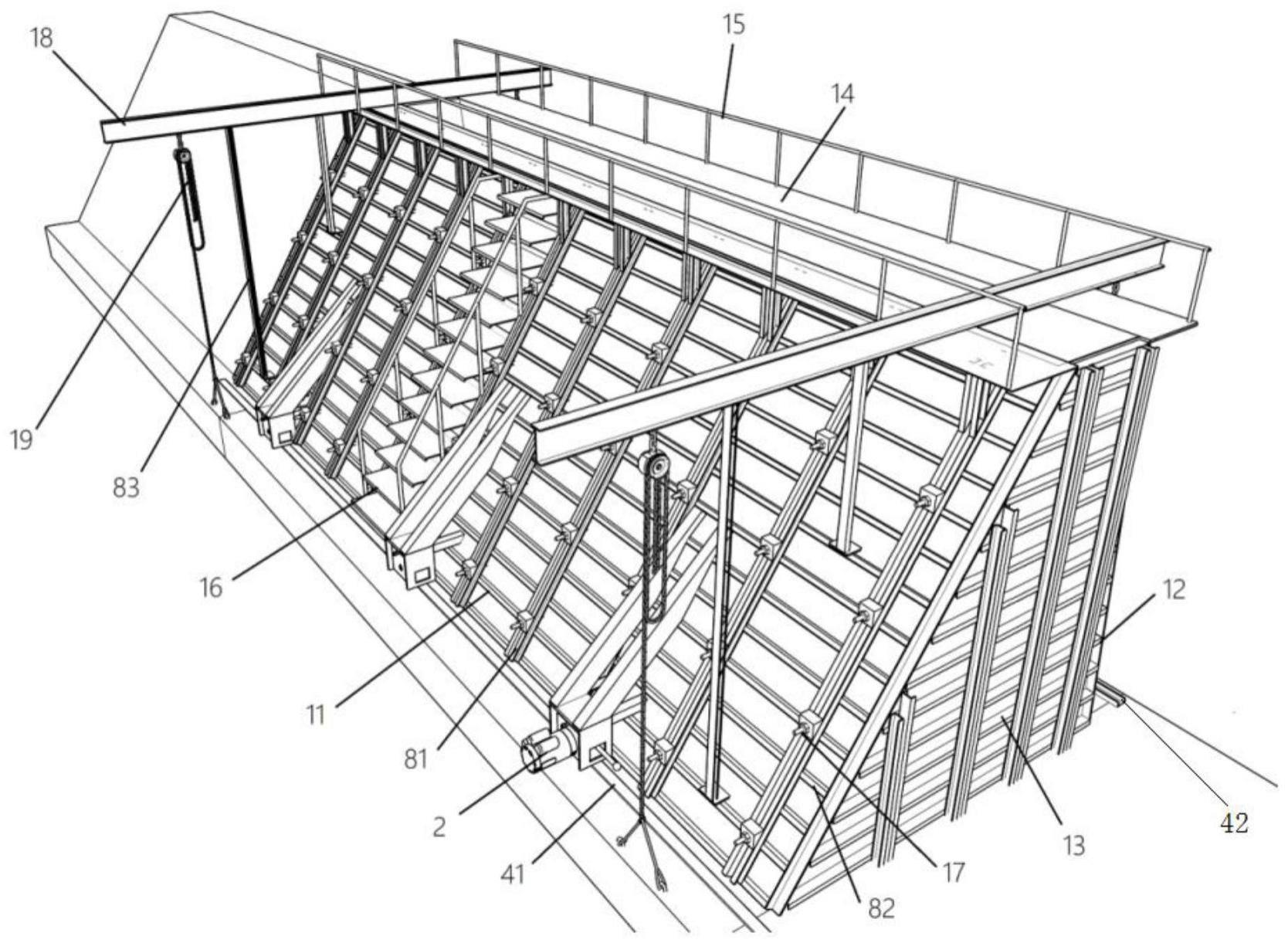 重力式混凝土护岸结构、电动移动模板装置的制作方法