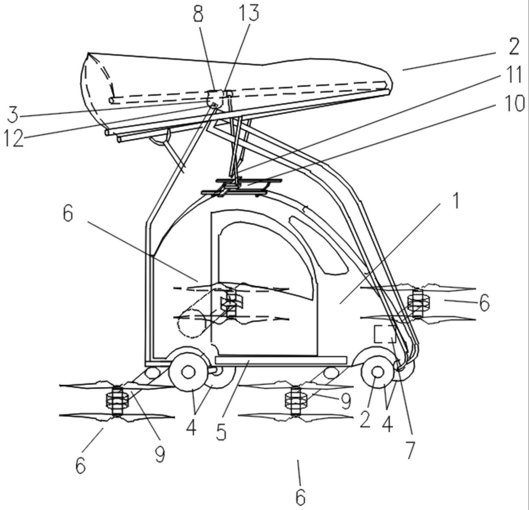 垂直起降悬挂动翼倾转飞行电动汽车及起飞降落方法和升降转向方法与流程