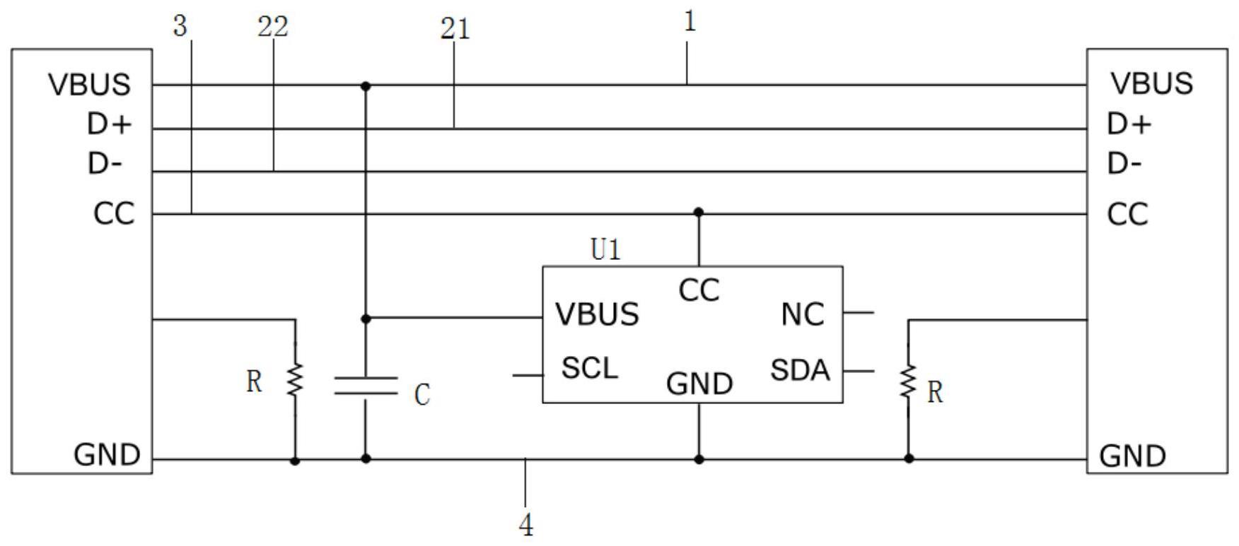 一种Type-C充电电路、Type-C充电公头及数据线的制作方法