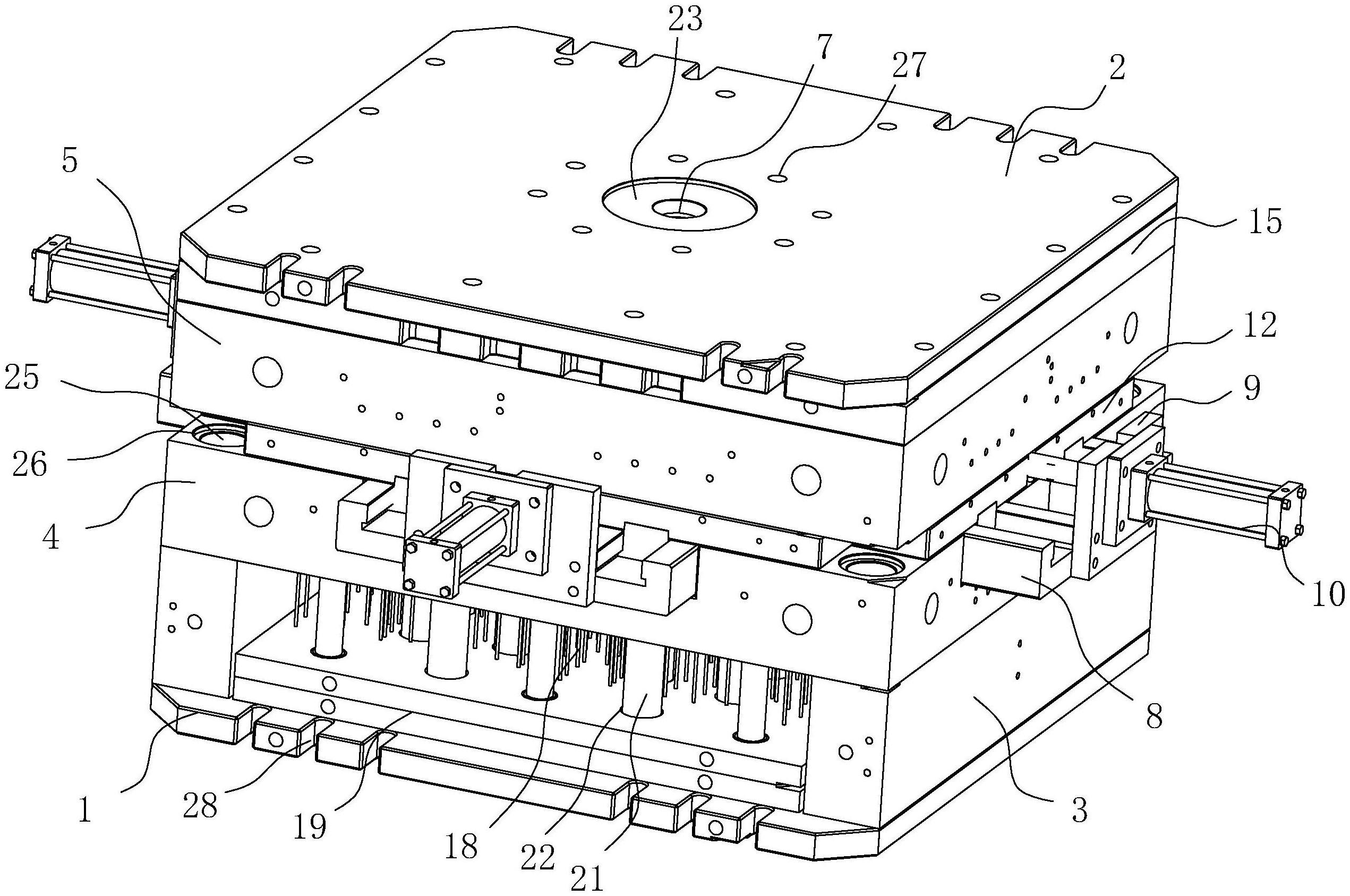 具有复合顶出机构的高承载田字塑料托盘成型模具的制作方法