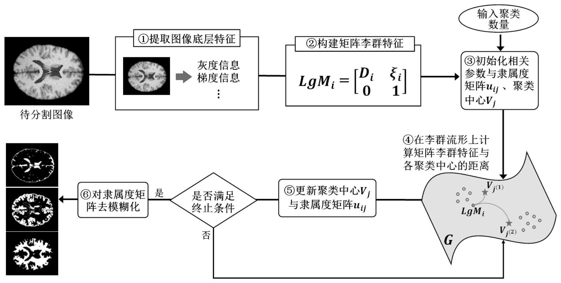 一种基于李群理论的模糊聚类图像分割方法及系统