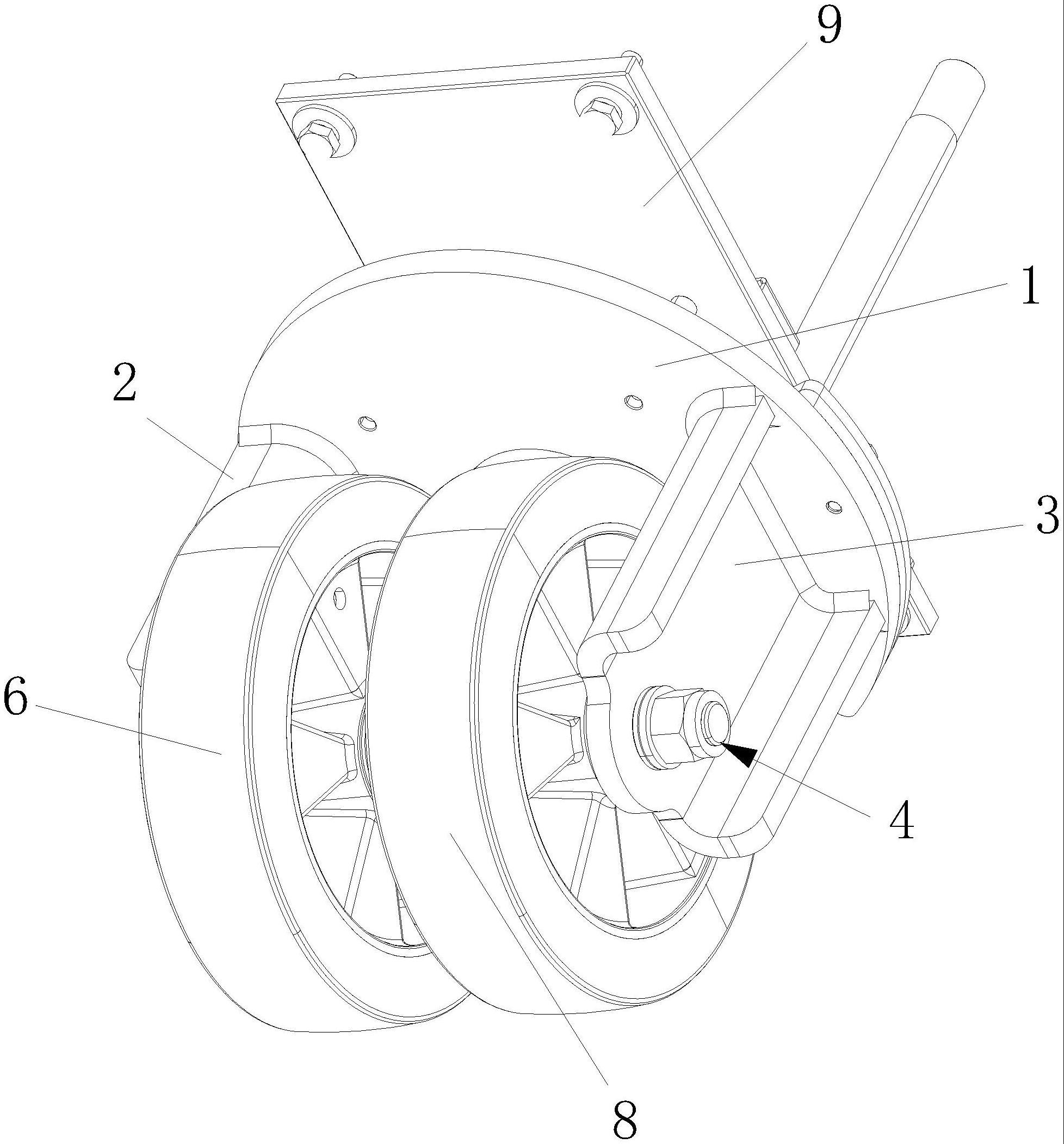 一种三轮驾驶式洗地机的双前轮机构的制作方法