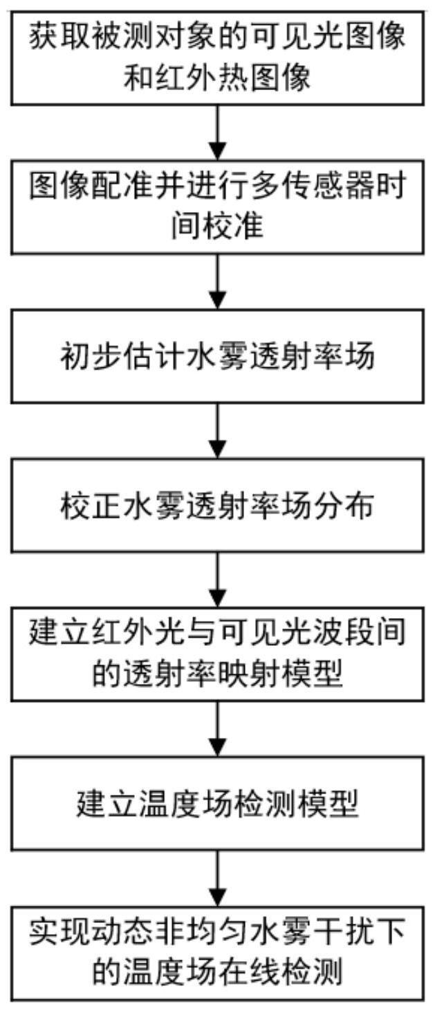 水雾干扰下基于多源视觉的温度场在线检测方法及系统