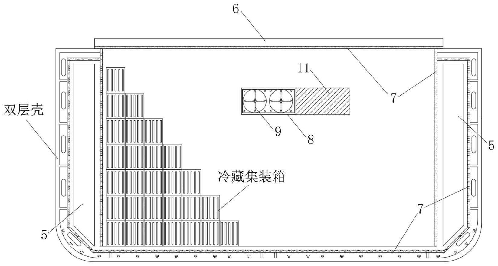 一种大型氨动力集装箱船的燃料舱及冷能利用系统