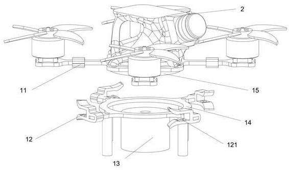 用于实现多旋翼飞行器对接锁死并实现电力传输的结构