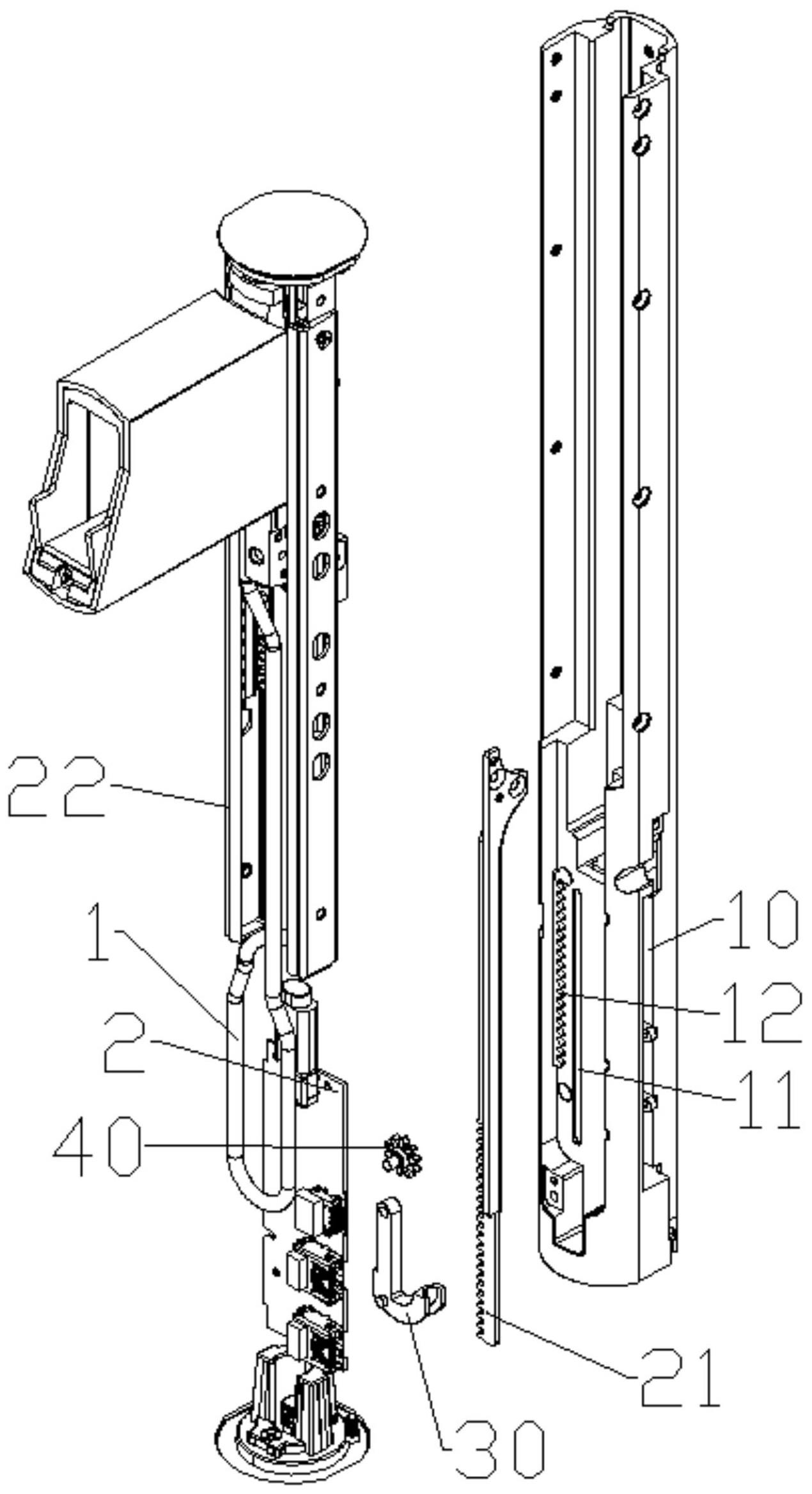 一种齿轮辅助升降理线结构及其显示器支撑架的制作方法