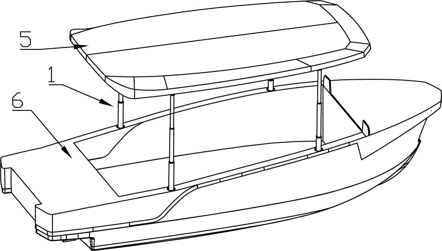 升降杆摆动式游船顶棚装置的制作方法