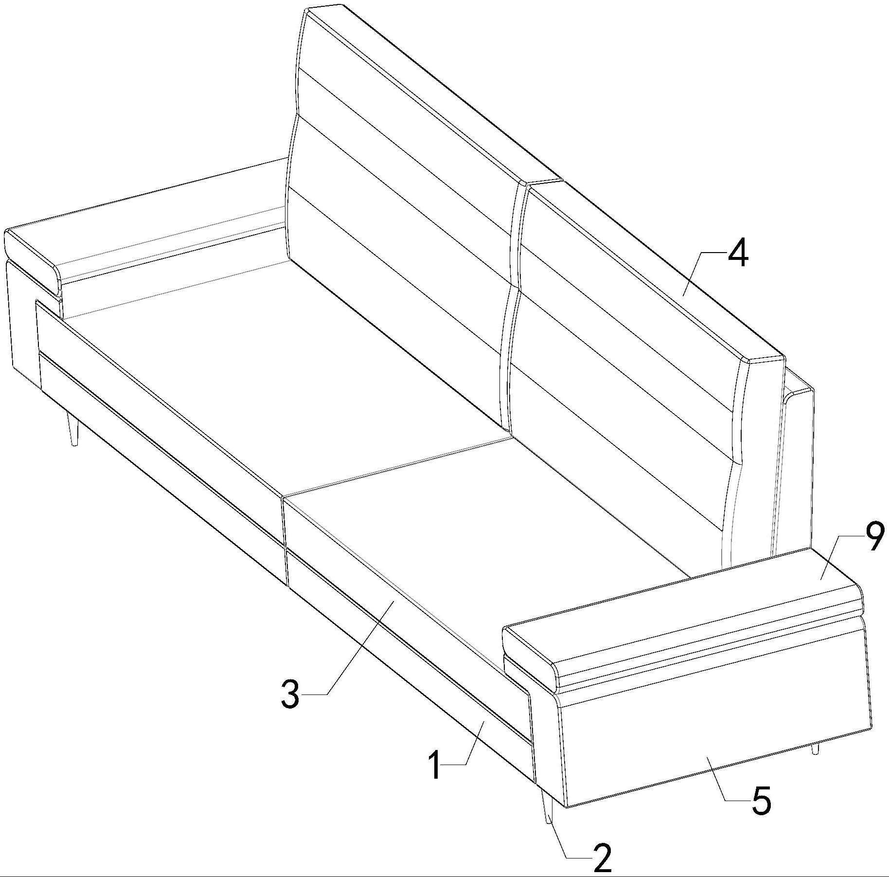 一种扶手可变延伸段的沙发的制作方法