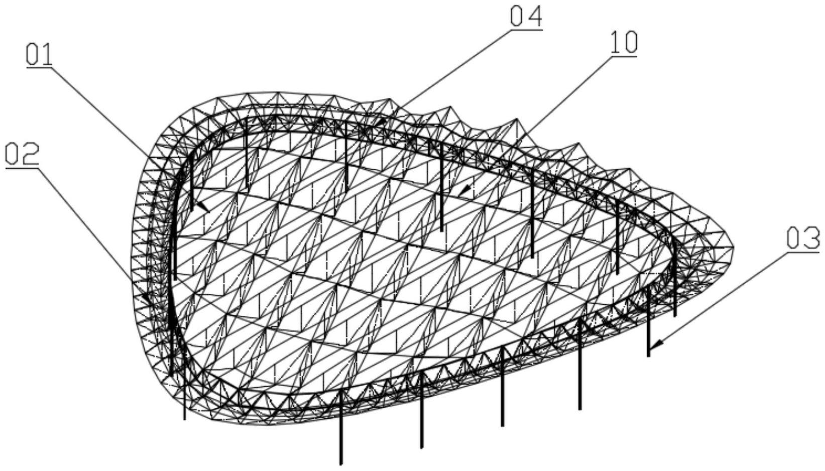 一种斜交平面桁架与外圈网架组合的空间网格结构的制作方法