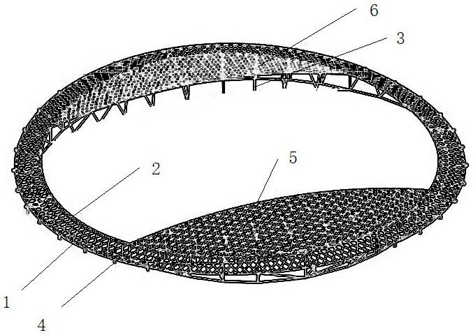 一种双圈连拱梁型铝钢组合网壳结构及其施工方法与流程