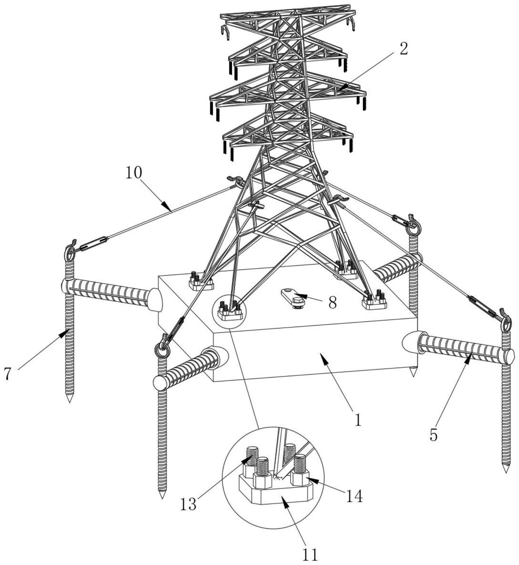 一种铁塔安装地下辅助加固结构的制作方法