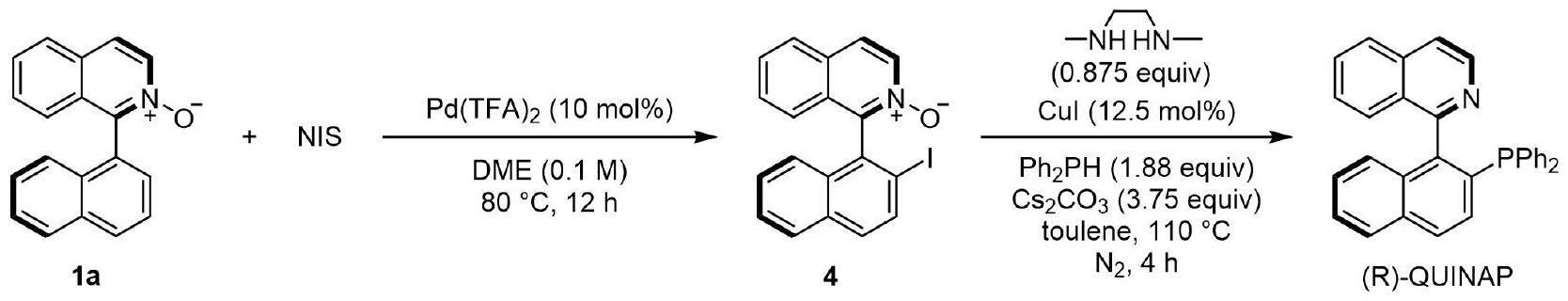 一种轴手性联芳基喹啉氮氧化合物的合成方法