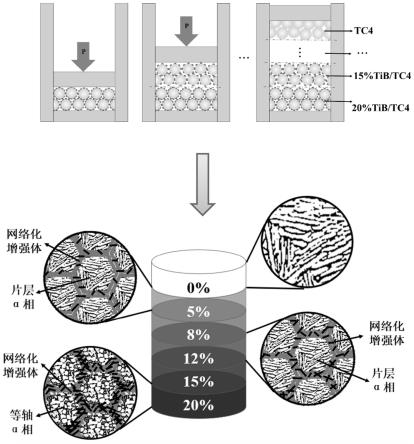 多级网络结构复合叠层的梯度钛基复合材料的制备方法