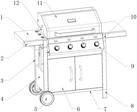 具有折叠置物台的烤炉的制作方法
