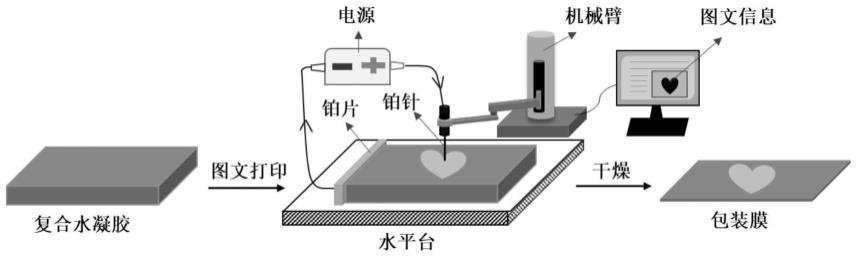 一种基于三角银纳米片及电水解反应的包装膜图文打印方法