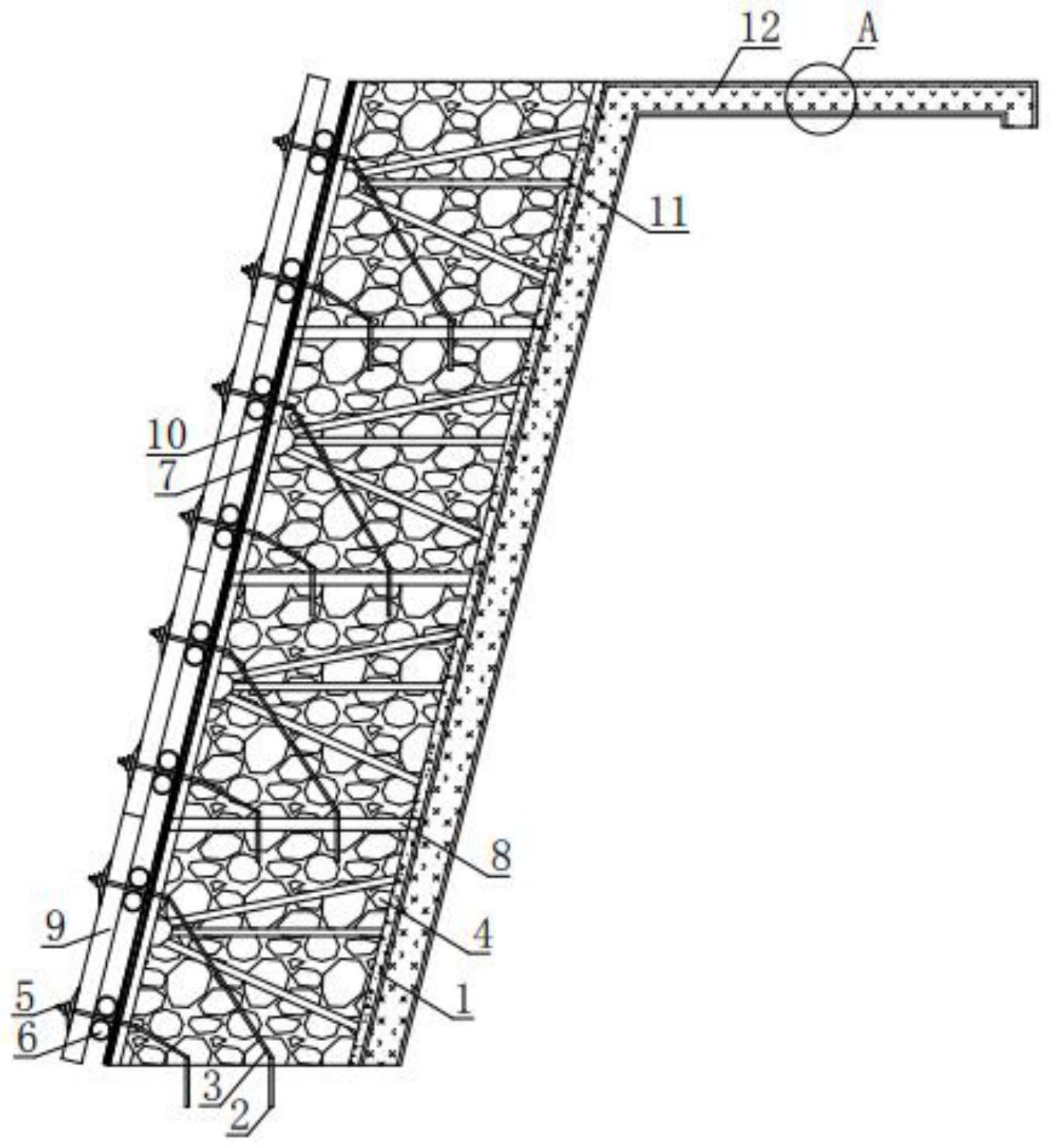 一种仰斜式毛石混凝土挡墙单侧模板加固结构体系及方法与流程