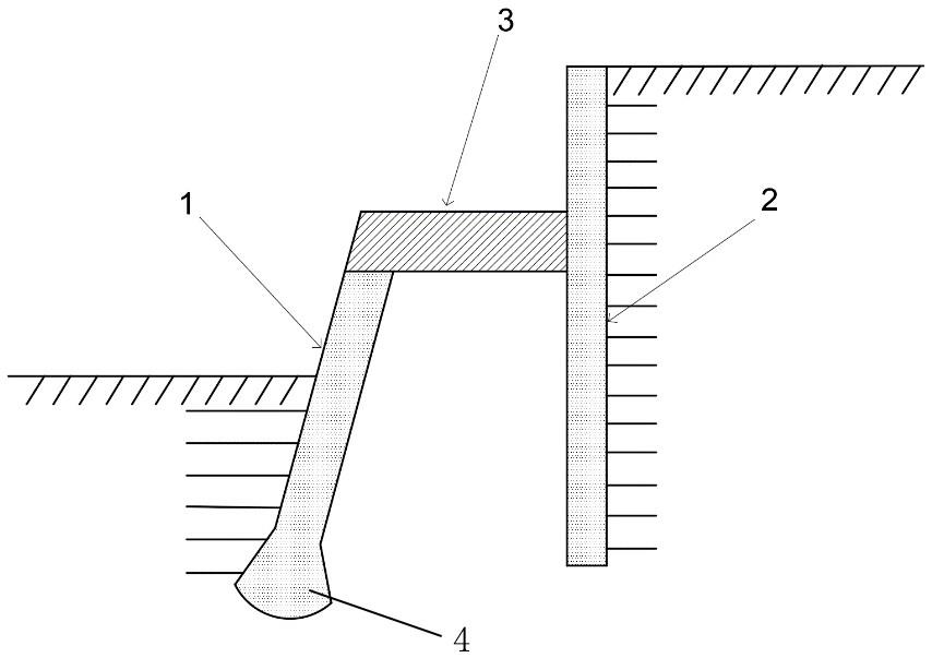 一种采用倾斜扩底桩的双排桩基坑支护结构