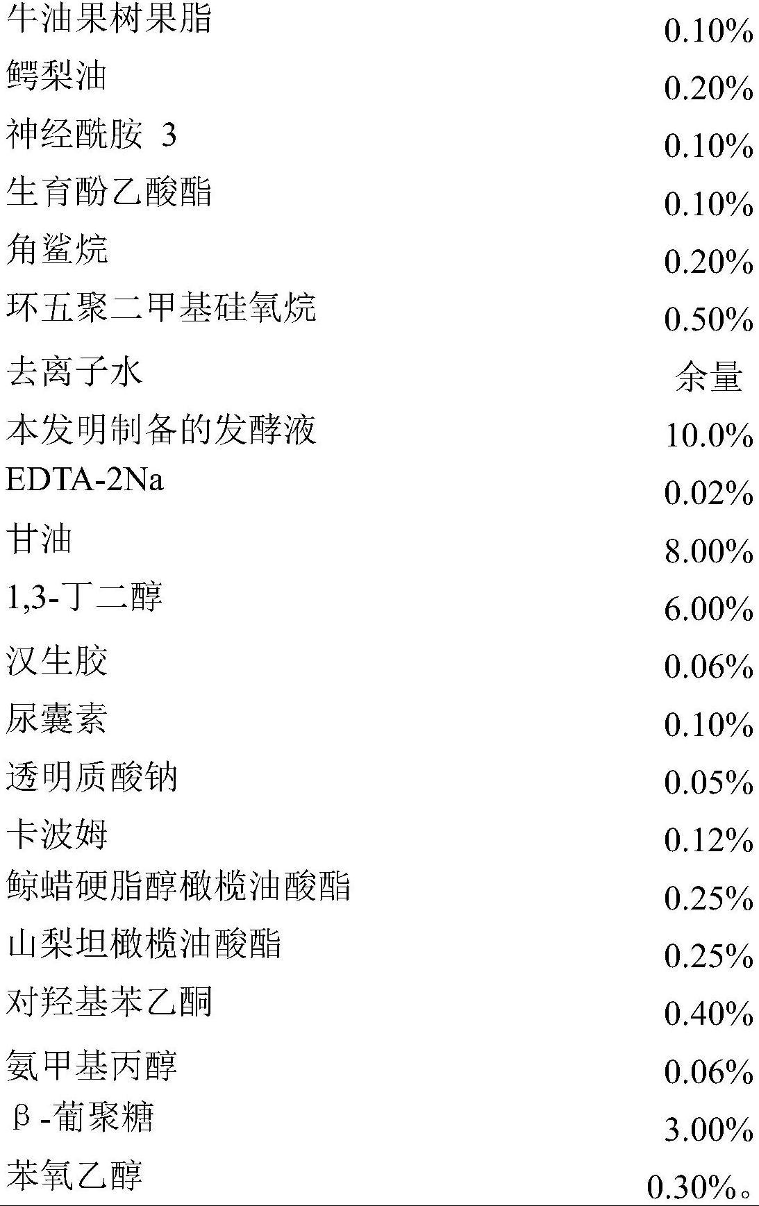 一种具有晒后修复功效的植物组合物发酵液及其制备方法与应用