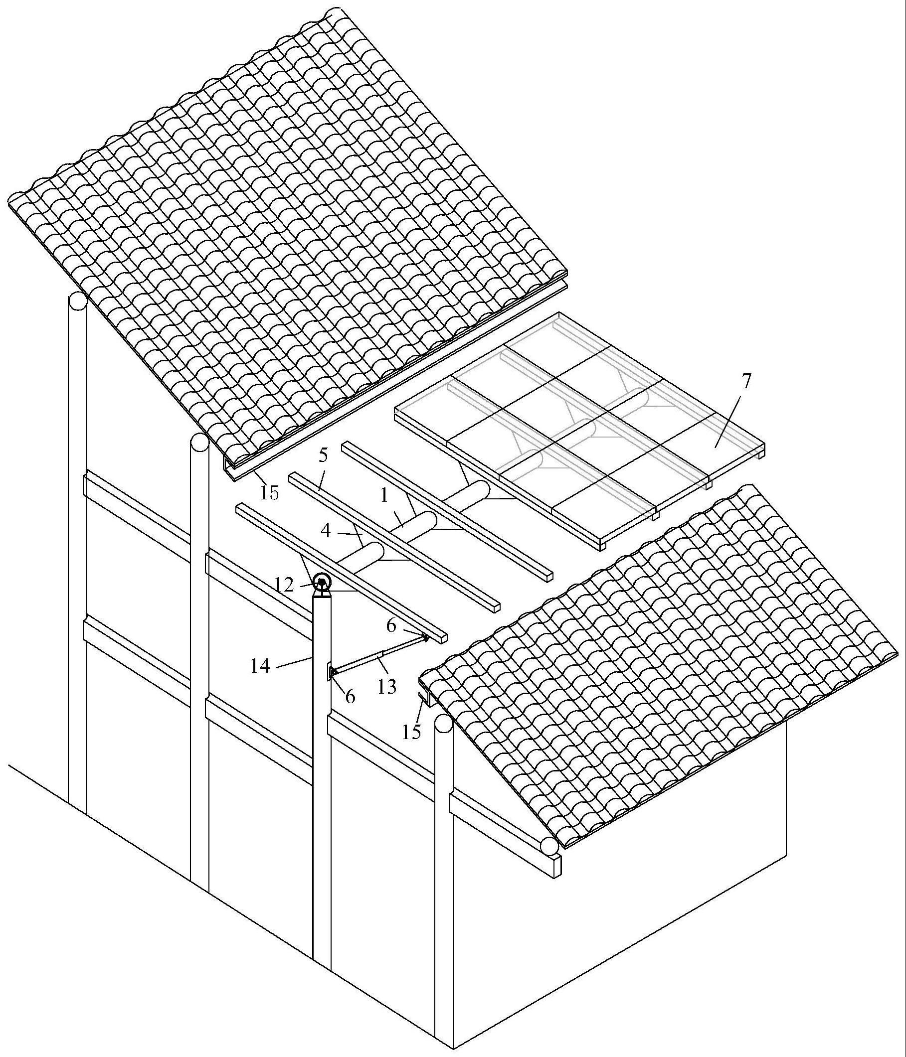 一种穿斗式木结构可开启光伏屋面及其施工方法