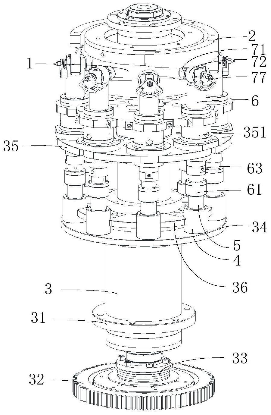 大圆柱全极耳电池转塔凸轮式随行墩压装置的制作方法
