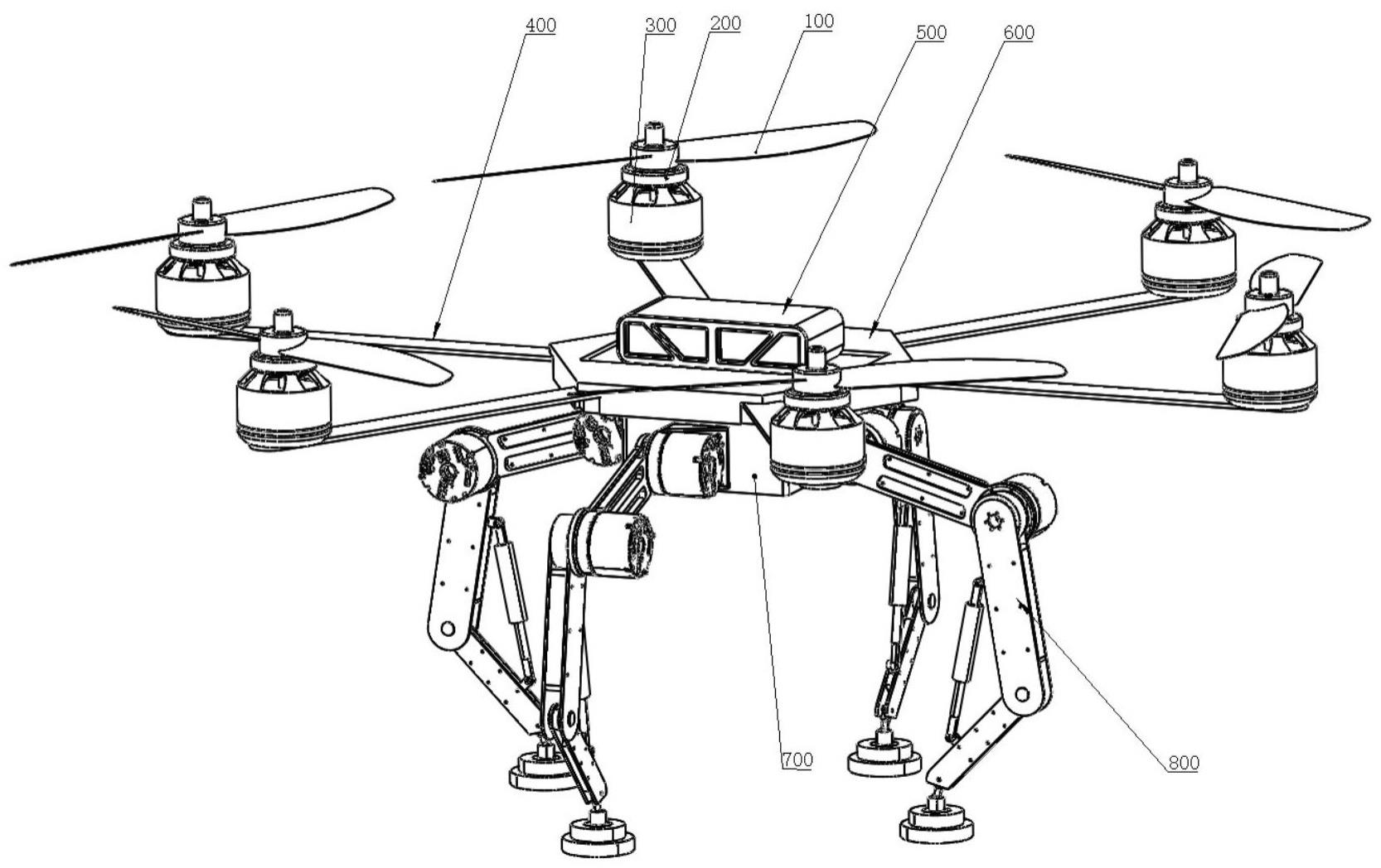 一种髋膝可驱动仿生着陆腿式六旋翼无人机及其控制方法