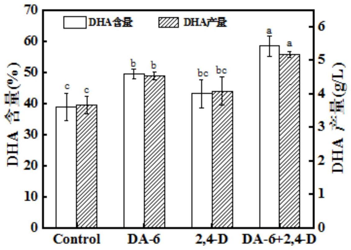 一种用2种合成植物生长调节剂协同诱导提高裂壶藻DHA含量和产量的方法