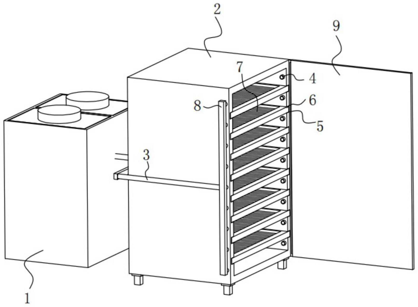 一种具有均匀气流场功能的空气源热泵荷叶烘干系统的制作方法