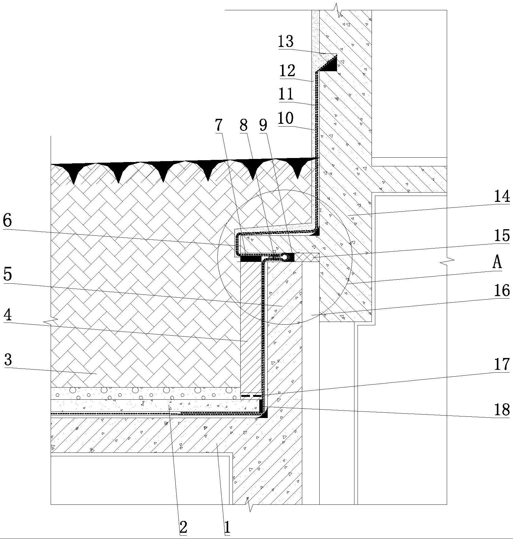 一种种植屋面与外墙高低跨变形缝防水结构的制作方法