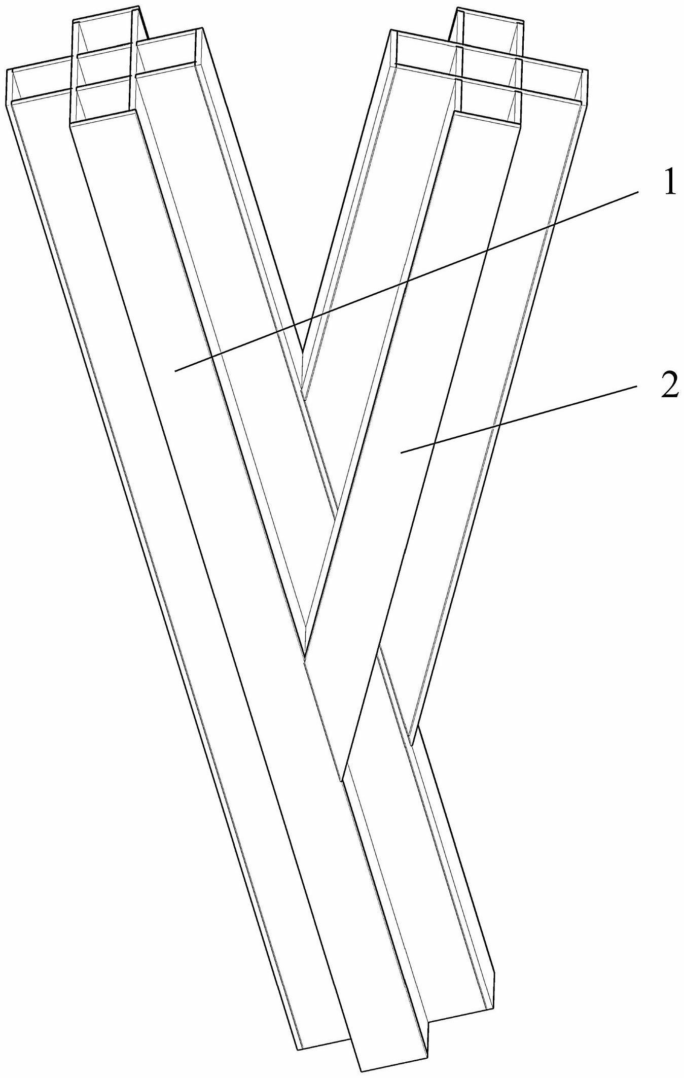 一种十字y形分叉斜柱交叉节点