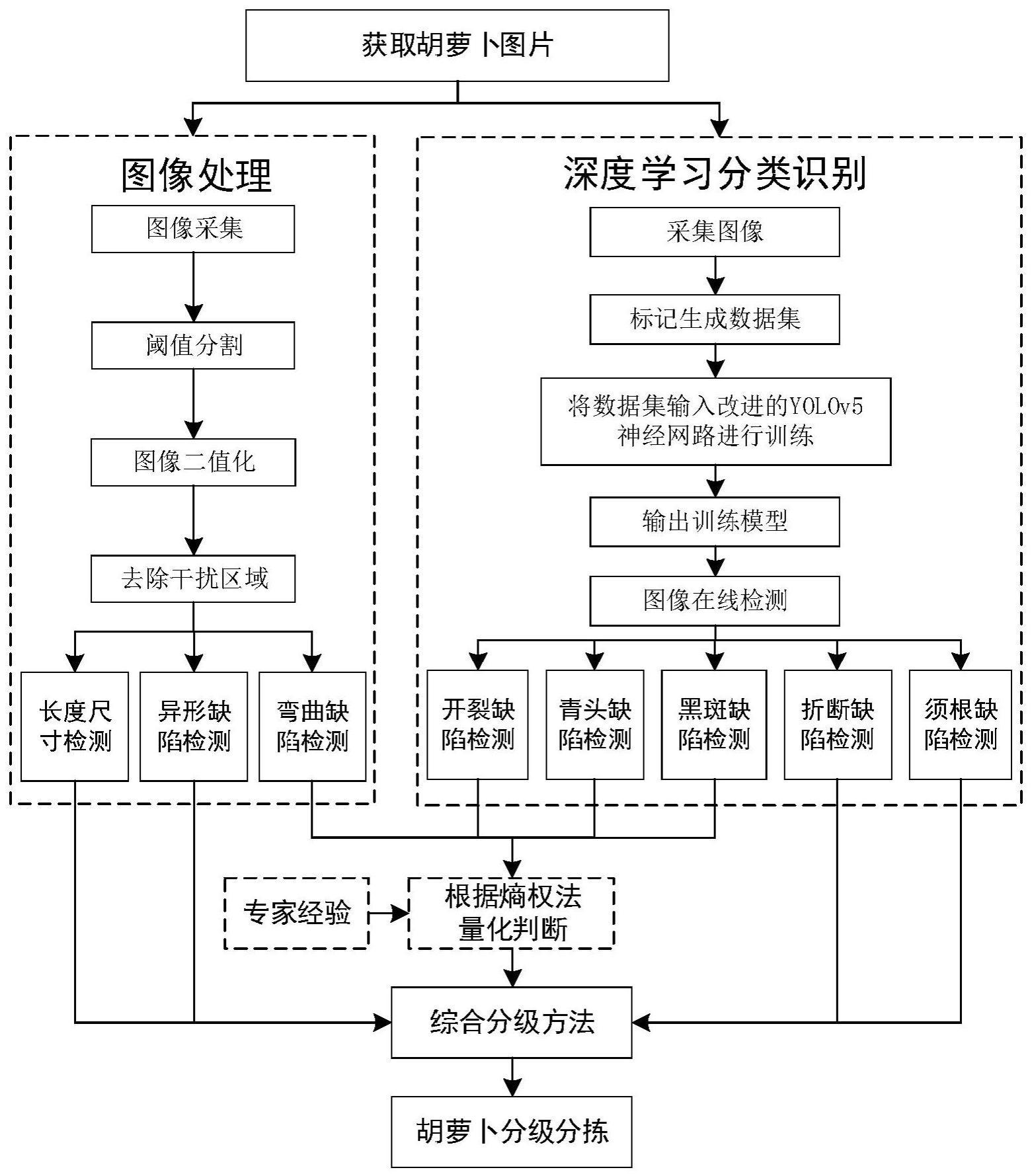 一种基于机器视觉与权重分配的胡萝卜分级方法及系统