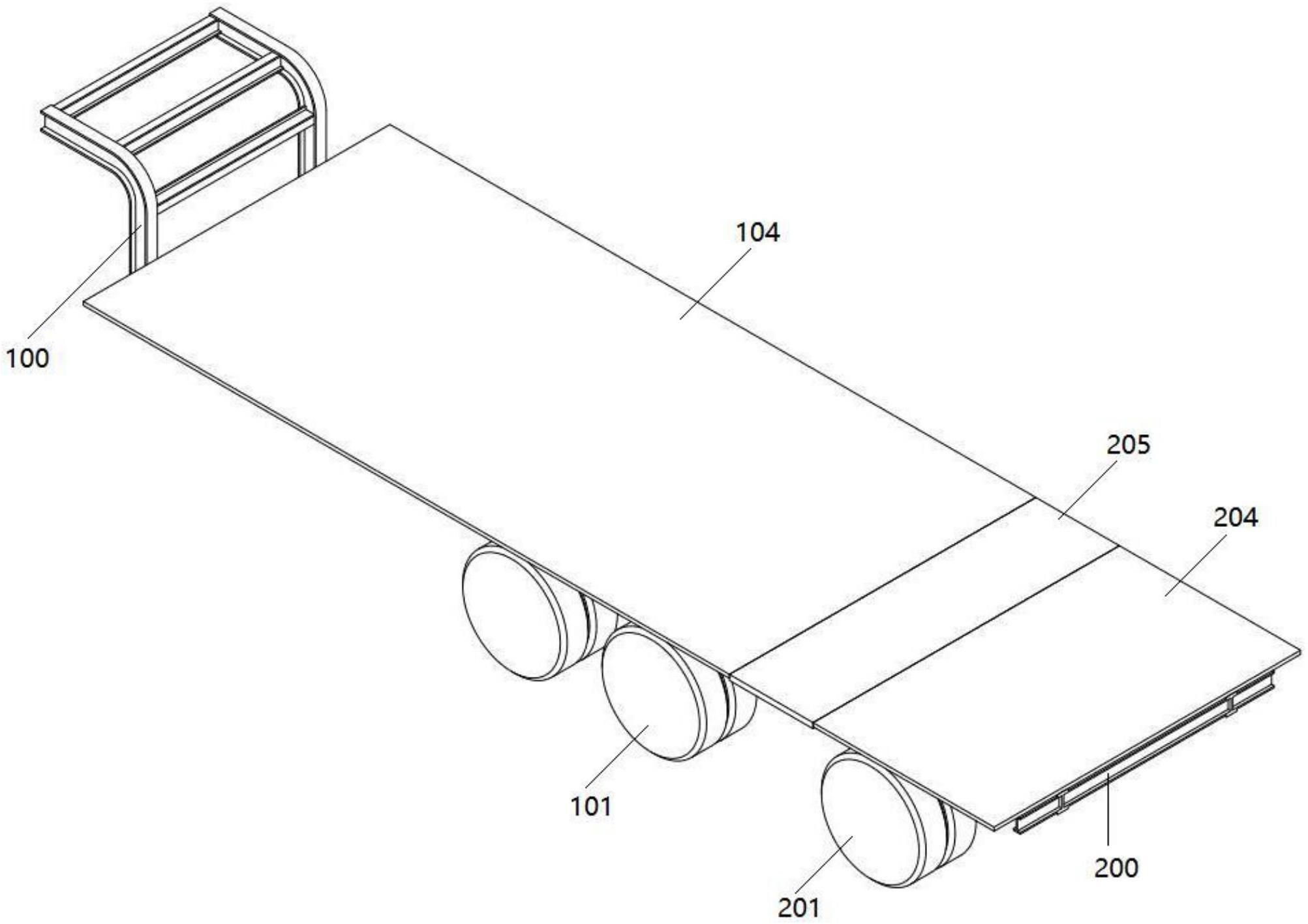一种可纵向伸缩的半挂车低平板车架的制作方法