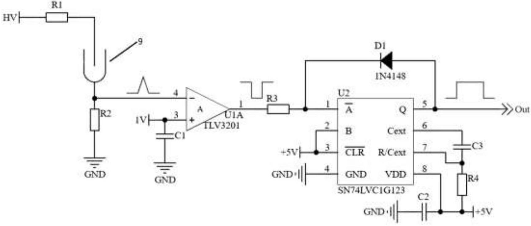 一种GM管脉冲整形与过载指示电路的制作方法